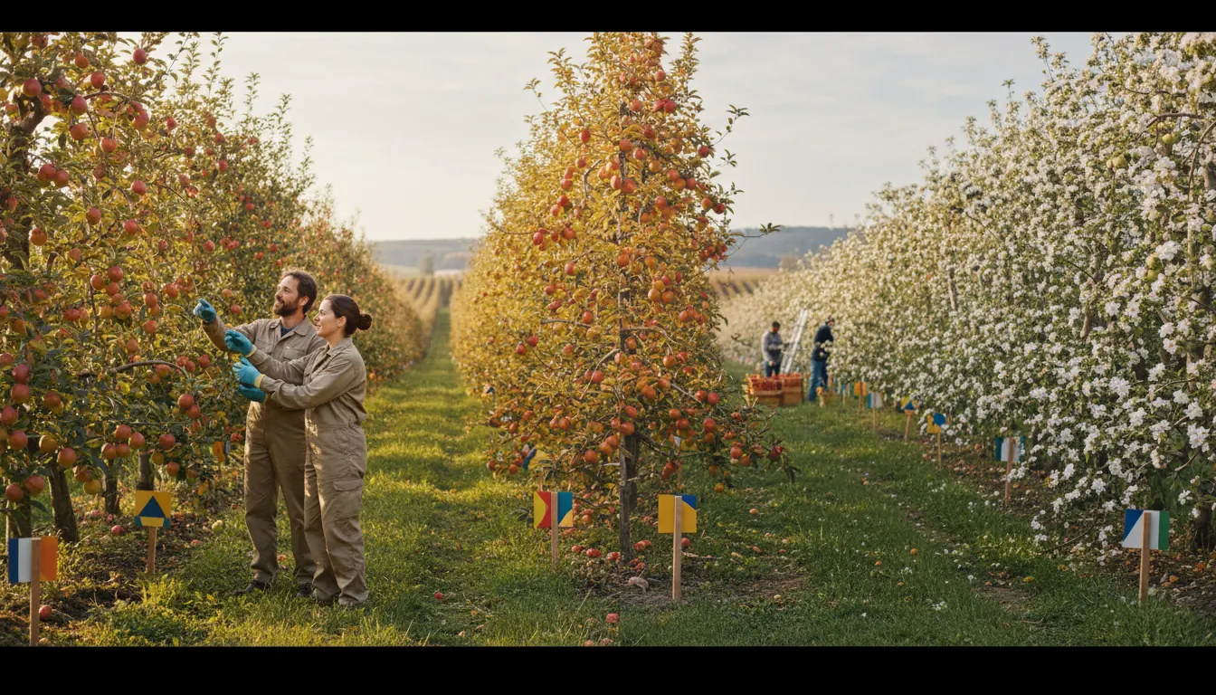 Multi-year apple variety trial showing consistent fruiting across different growing seasons
